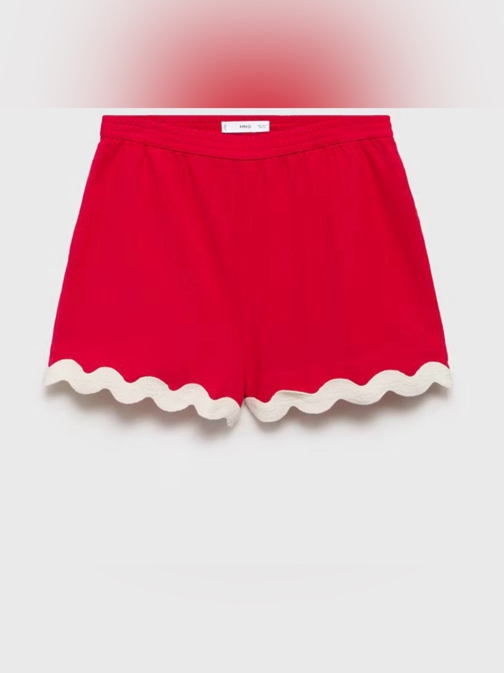 MANGO Red Scallop-Hem Women's Shorts
